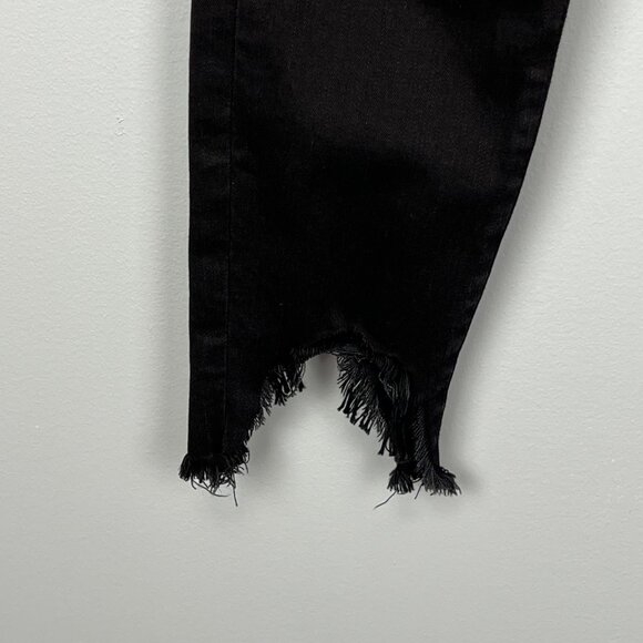 Frame Denim Womens Le High Skinny Jeans Blackfinn Black Raw Step Hem size 24 - Picture 6 of 16